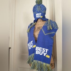 Knit Scarf and Pom Pom Beanie BEST BUY BRANDED Blue & Yellow